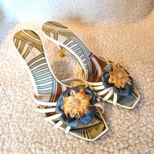 Marciano - Milly - heeled mules with floral embellishment
